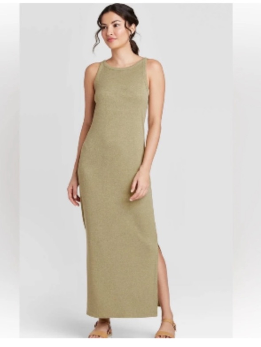 a new day Sleeveless Ribbed Maxi Dress in Olive